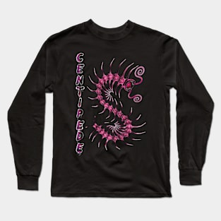 Pink Centipede with Spray Paint Long Sleeve T-Shirt